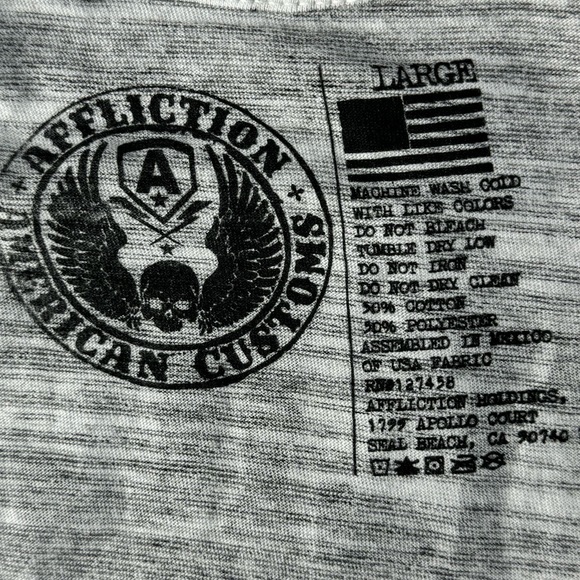 Affliction Men's Short Sleeve Graphic T-shirt -Gray / Black -Various Sizes- NWT - Picture 11 of 11